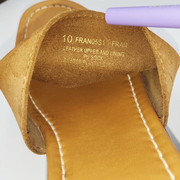 Steve Madden Fran Brown Leather Suede Wooden Platform Sandals Women's Size 10 - Picture 7 of 10